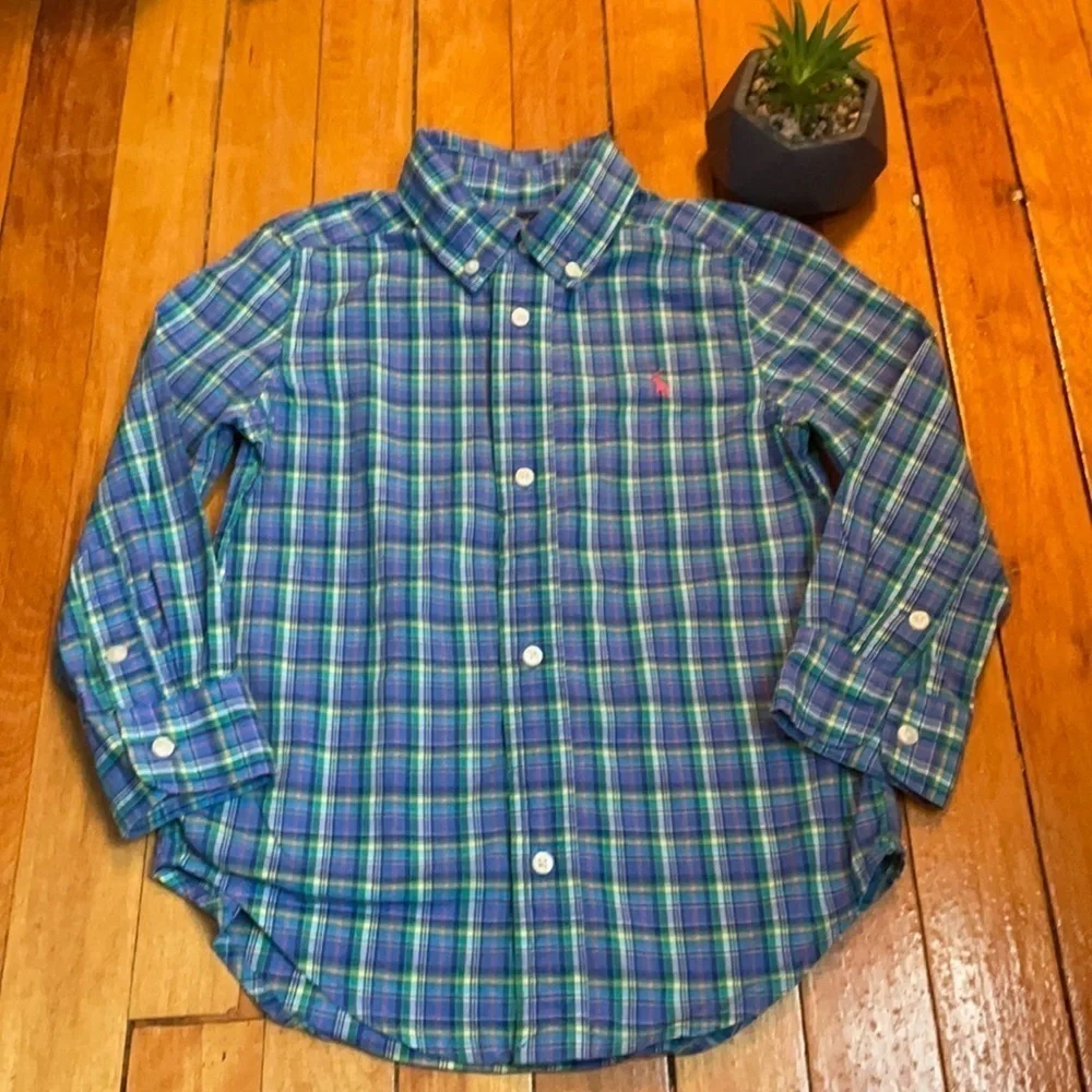 🤗EUC RALPH LAUREN PLAID COTTON for boy size 3/3T